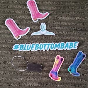 Lane Boots Pink and Blue Boot Stickers Set & Metal Tag